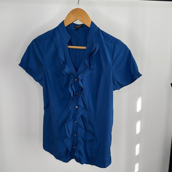 Express Elite Stretch short Sleeve Blouse side zipper - Picture 1 of 6